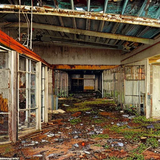 Image similar to an abandoned grocery store in the middle of nowhere by william christenberry, ultra detailed, rainy, beautiful