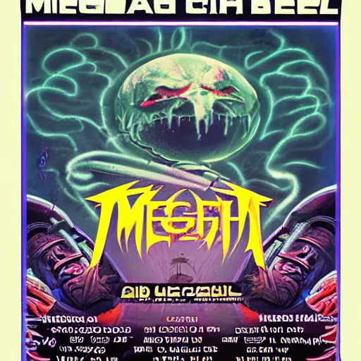 Prompt: megadeath band, concert poster,