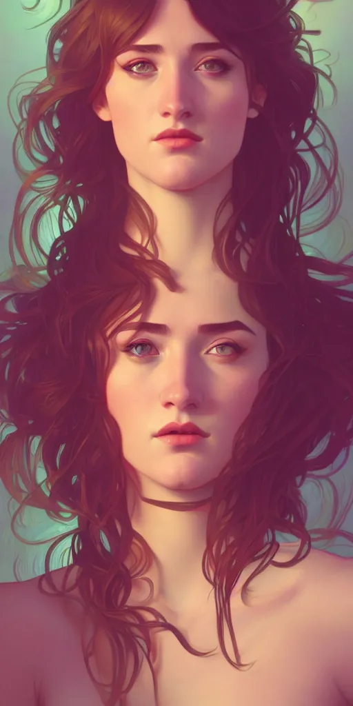 Image similar to A stunning portrait of an Ashley Johnson lookalike, ambient lighting, award-winning, masterpiece, 4k, alphonse mucha, lois van baarle, ilya kuvshinov, rossdraws, artstation