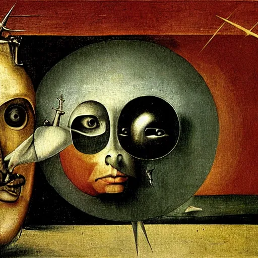 Image similar to a surrealist painting of the eyes of the sun by hieronymus bosch