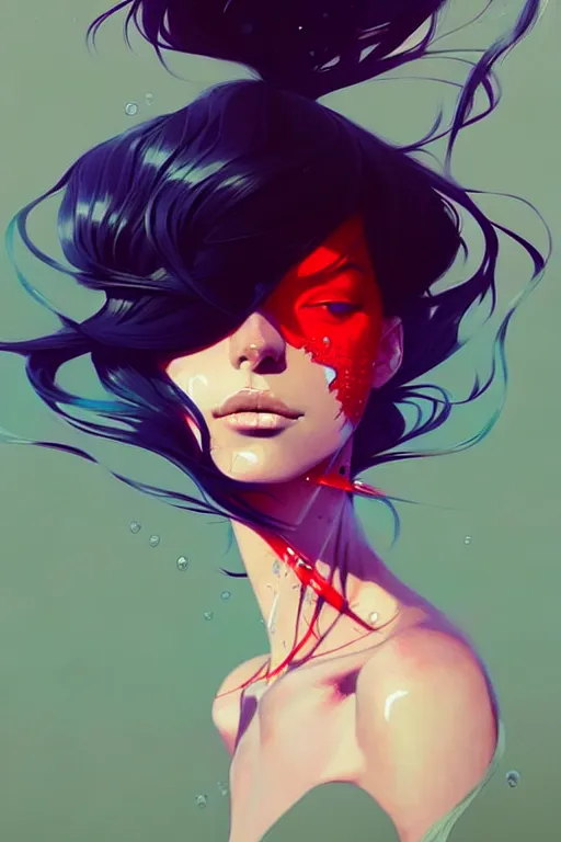 Image similar to a ultradetailed beautiful panting of a stylish woman with hair made out of water, by conrad roset, greg rutkowski and makoto shinkai trending on artstation