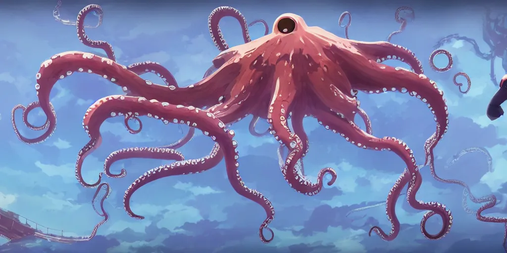 Prompt: character design, concept art, portal octopus, unreal engine, by studio ghibli,