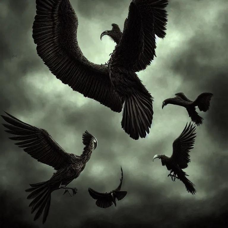 Prompt: epic professional digital art of winged smooth bodied avians, moody atmospheric lighting, painted, intricate, detailed, foreboding, by leesha hannigan, wayne haag, reyna rochin, ignacio fernandez rios, mark ryden, iris van herpen,, epic, stunning, gorgeous, much wow, cinematic, masterpiece.