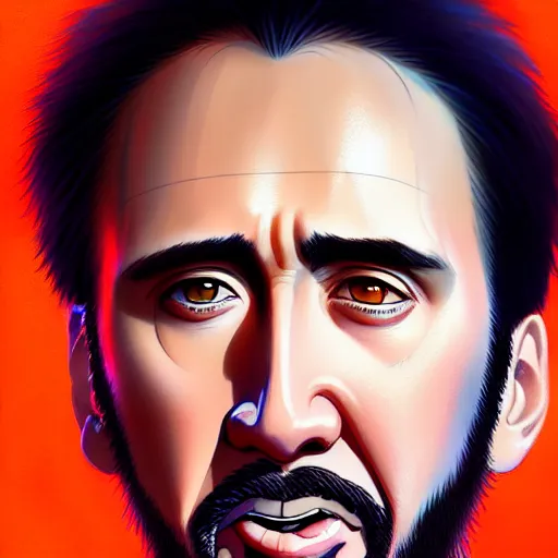 Image similar to nicolas cage, portrait luffy studio ghibli studio key hideaki anno sakimichan stanley artgerm lau rossdraws james jean marc simonetti elegant highly detailed digital painting artstation pixiv