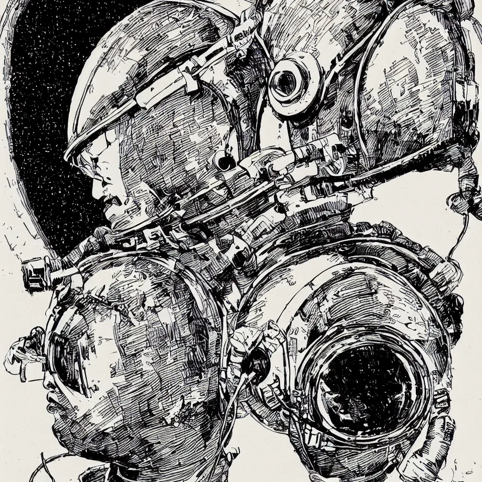 Image similar to a detailed astronaut helmet wearing a headphone by barry windsor - smith, digital painting, digital art, beautiful, dynamic lighting, cinematic, epic composition, masterpiece