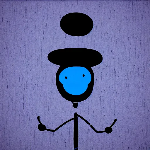 Prompt: blue stickman with hat black background 8 k