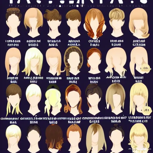 Prompt: chart of popular hairstyles for karens