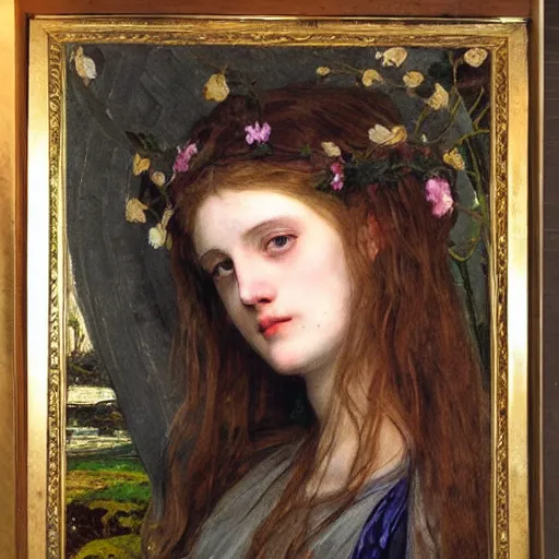 Prompt: ophelia by millais except she's popping a gang sign