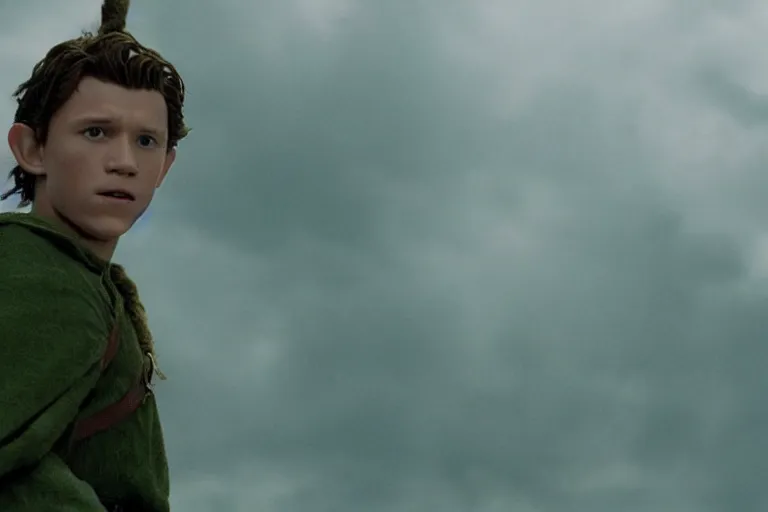 Image similar to tom holland plays an elf in the lord of the rings return of the king, highly detailed, cinematic lighting, 4 k, arricam studio 3 5 mm film camera, kodak 5 2 7 9 ( tungsten - balanced ) film stock