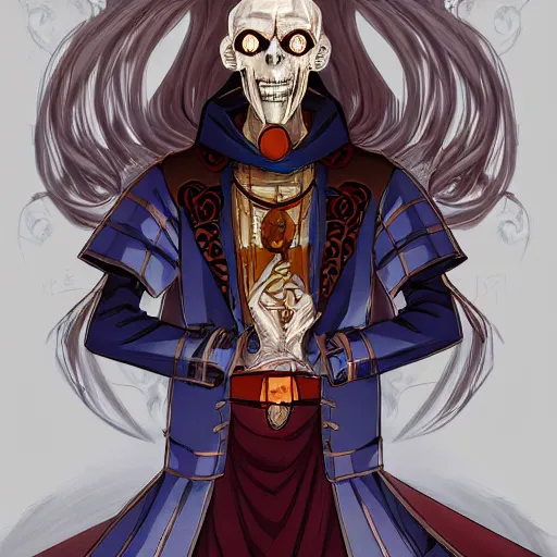 Prompt: portrait of papyrus as a necromancer, anime fantasy illustration by tomoyuki yamasaki, kyoto studio, madhouse, ufotable, trending on artstation