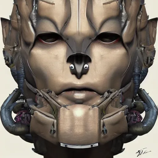 Prompt: a mech version of asian medusa bust, with a septum nose ring, sultry cruel eyes, very symmetrical, highly detailed, by vitaly bulgarov, by joss nizzi, by ben procter, by steve jung, concept art, quintessa, metal gear solid, transformers cinematic universe, concept art world, pinterest, artstation, unreal engine