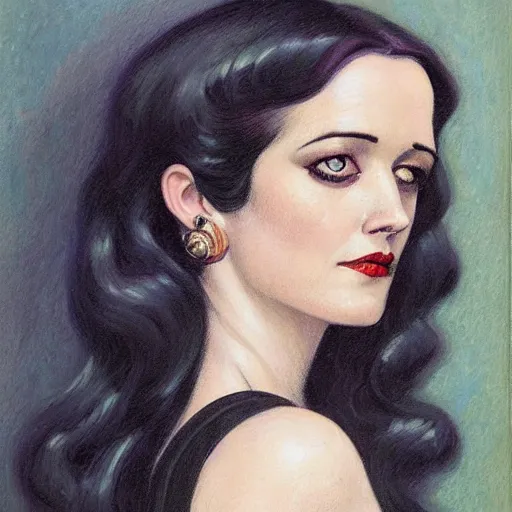 Image similar to a streamline moderne, art nouveau, portrait of eva green in the style of charlie bowater, and in the style of donato giancola, and in the style of charles dulac., ultrasharp.