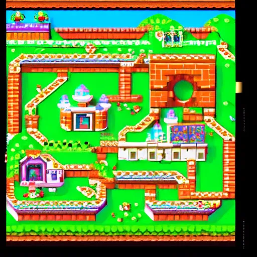 Image similar to an isometric view of the first level in super mario brother by Chiho Aoshima
