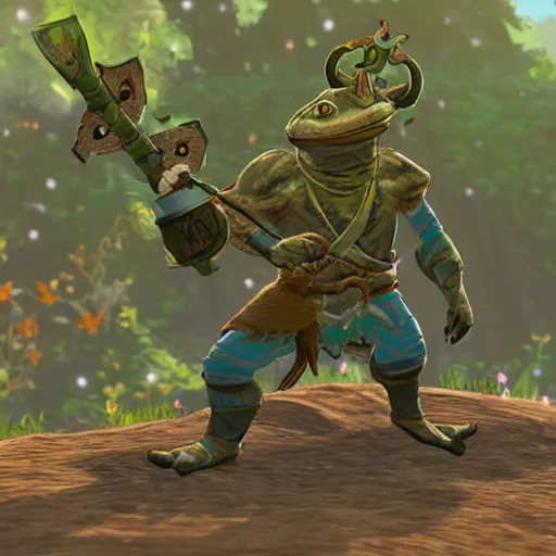 Image similar to a warrior frog in breath of the wild