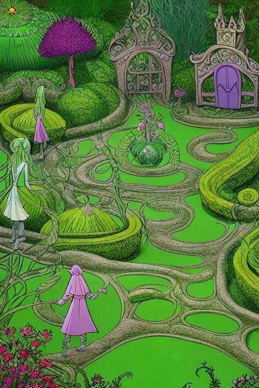 Image similar to intricate detailed Garden, Green Witch Walking her Garden, magical garden plant creatures, enchanted, life like plants, In The animation style of X-Men: The Animated Series, high detail, max upscale, 8k