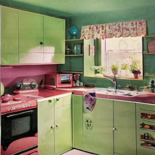 Image similar to a 1960s kitchen