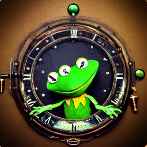 Image similar to “ steampunk kermit the frog ”