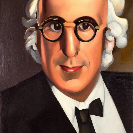 Image similar to closeup portrait of larry david, painting by tamara lempicka, art deco, roaring twenties, streamlined