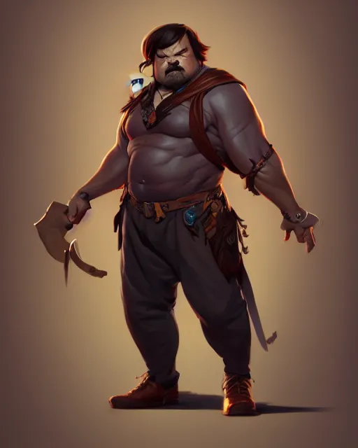 Image similar to full body character concept art of jack black | | distinct - fine, key visual, realistic shaded perfect face, fine details by stanley artgerm lau, wlop, rossdraws, james jean, andrei riabovitchev, marc simonetti, sakimichan, and jakub rebelka, trending on artstation