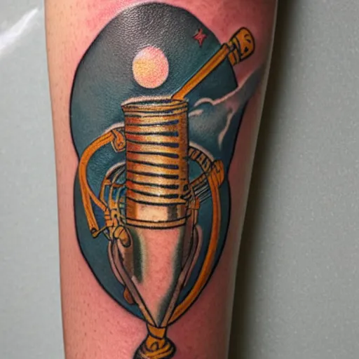 Prompt: tattoo of voyager's golden recorder