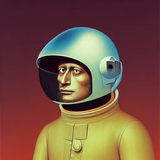 Image similar to Portrait of Napoleon wearing an astronaut helmet, Edward Hopper and James Gilleard, Zdzislaw Beksinski, Mark Ryden, Wolfgang Lettl highly detailed, hints of Yayoi Kasuma