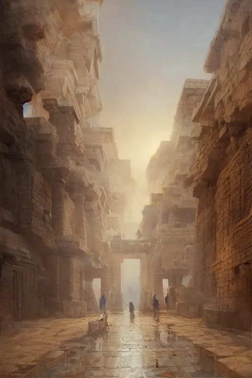 Image similar to ancient city of gyza at the time of the pharaohs, intricate, elegant, volumetric lighting, digital painting, highly detailed, artstation, sharp focus, illustration, concept art, ruan jia, steve mccurry