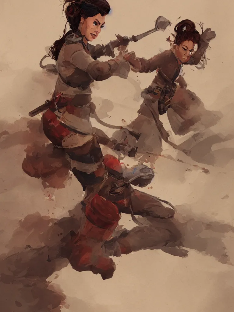 Image similar to woman fighting fire by disney concept artists, blunt borders, rule of thirds