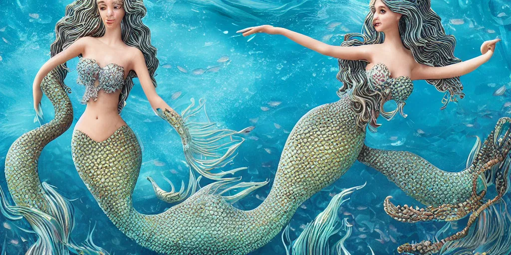 Image similar to queen of the ocean mermaid, highly detailed, 8k UHD