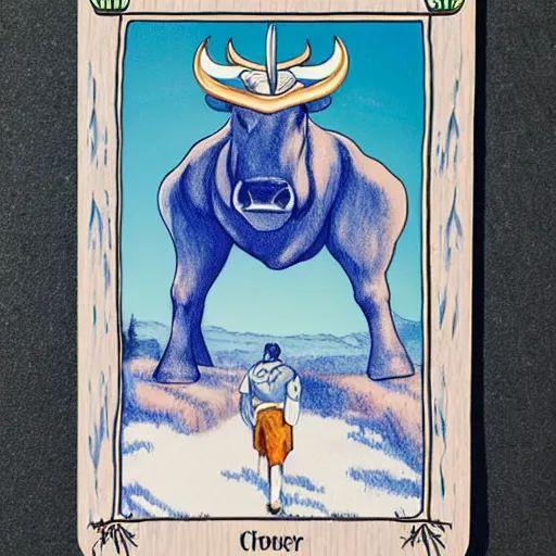 Image similar to blue ox, strength tarot card