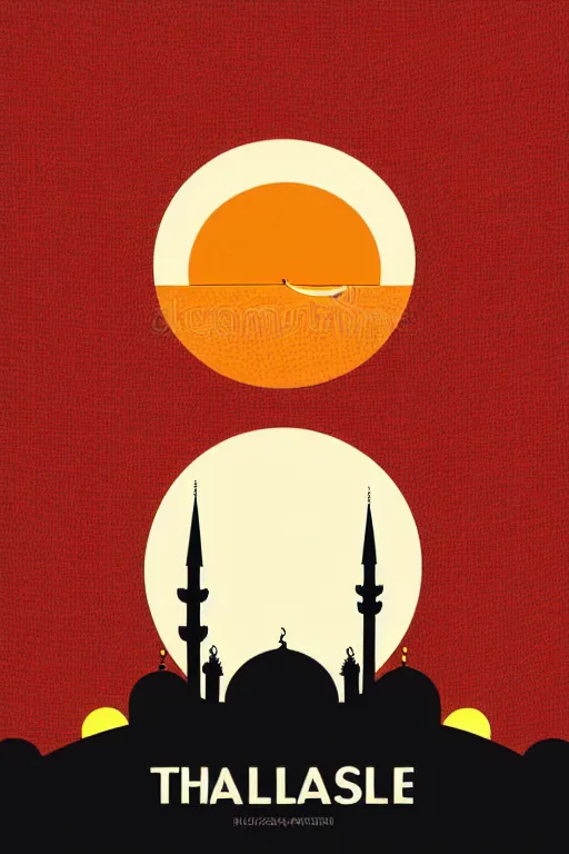 Image similar to minimalist boho style art of istanbul sunrise, illustration, vector art