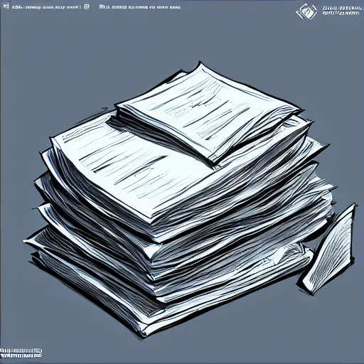 Image similar to stack of paperwork, overflowing papers, paper everywhere, concept art, colored sketch, artstation award, detailed