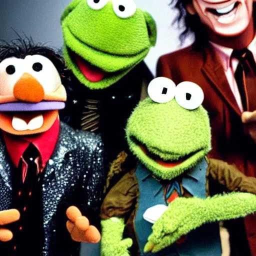 Prompt: ac / dc as muppets performing on stage