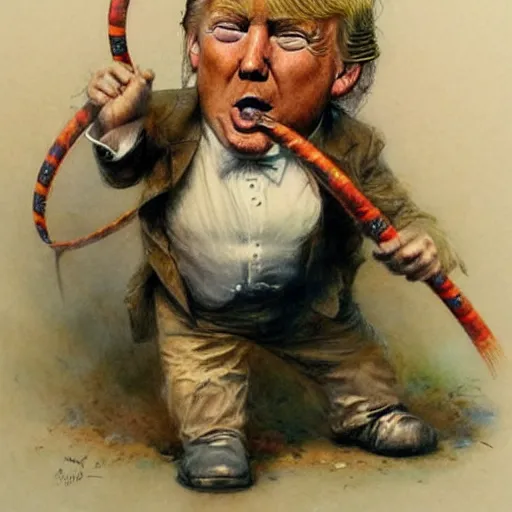 Image similar to ( ( ( ( ( donald trump hula hoop. muted colors. ) ) ) ) ) by jean - baptiste monge!!!!!!!!!!!!!!!!!!!!!!!!!!!