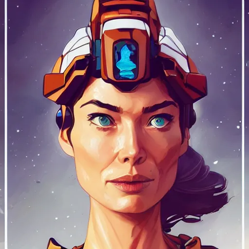 Image similar to a portrait of a stunning beautiful elite lena headey gundam pilot, with an intricate, detailed, urban inspired hiphop afro futuristic helmet, vector behance hd jesper ejsing, rhads, makoto shinkai, lois van baarle, ilya kuvshinov, rossdraws, hd, 3 2 k, ilya kuvshinov, gustav klimt