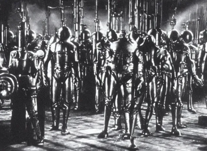 Prompt: scene from the 1917 science fiction film Metropolis