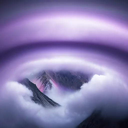 Image similar to amazing photo of a purple tornado in the sky by marc adamus, beautiful dramatic lighting