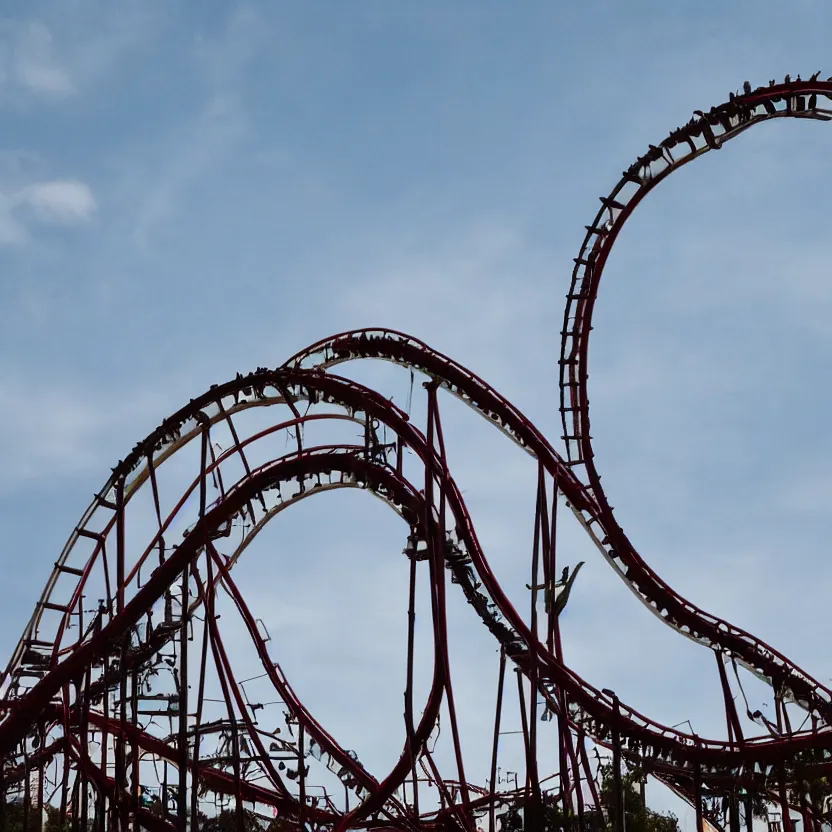 Image similar to deadly rollercoaster, cinematic, day