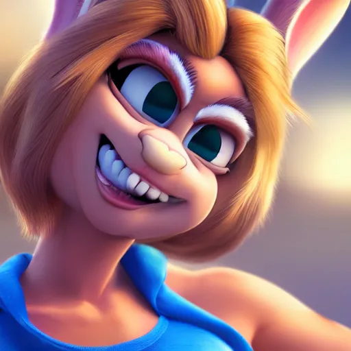 Image similar to Lola Bunny fan art, deviantart, octane render