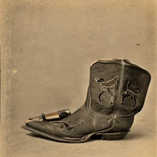 Image similar to kangaroo dressed in cowboy costume, cowboy hat boots spurs and pistol, 1 8 6 0 s, photo