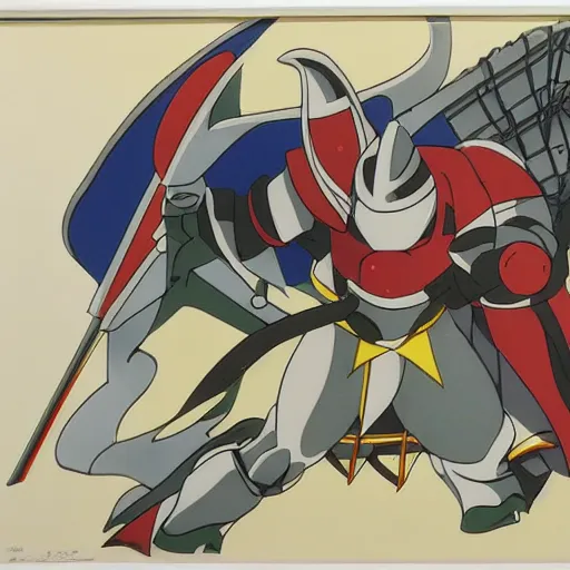 Image similar to knight, production animation cel, designed by haruhiko mikimoto