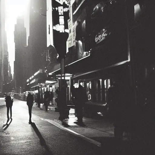 Image similar to ghost of New York, smoking a cigarette outside a bar, NYC sidewalk, city lights, spooky Halloween fun, trending on artstation, 8k, 4k, volumetric lighting, unity