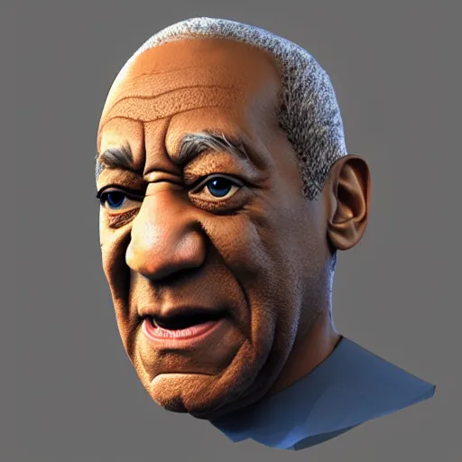 Prompt: low - poly 3 d cube render of bill cosby