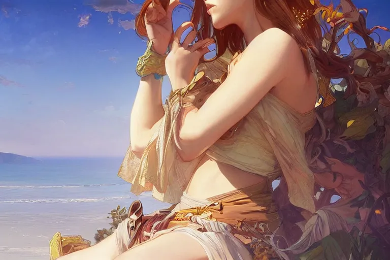 Image similar to Costa blanca, highly detailed, digital painting, artstation, concept art, sharp focus, illustration, art by artgerm and greg rutkowski and alphonse mucha