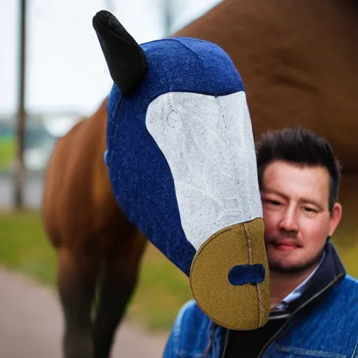 Image similar to man wearing horse head mask