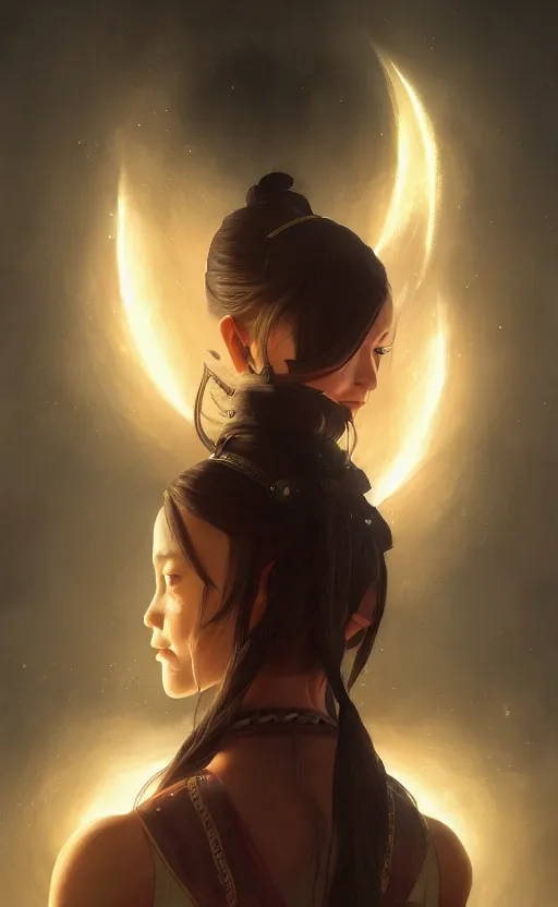 Prompt: a girl from final fantasy live action, the last airbender, evocative, mystical night, very very very very detailed, award winning, masterpiece digital painting by greg rutkowski, alex grey, artstation, 4 k wallpaper