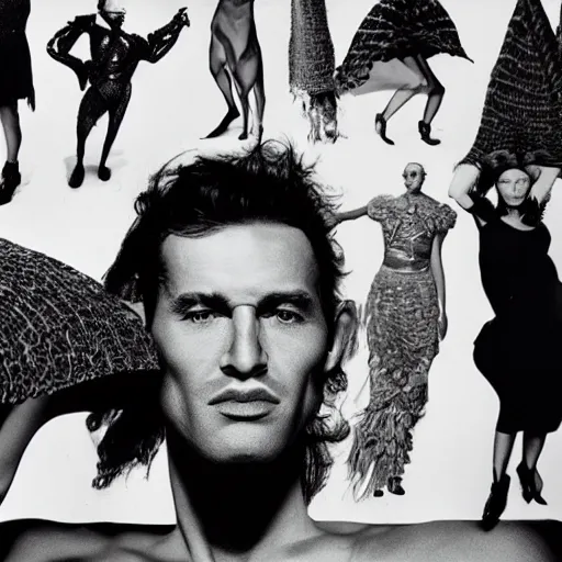 Image similar to a man with scales, large format film fashion photograph by richard avedon