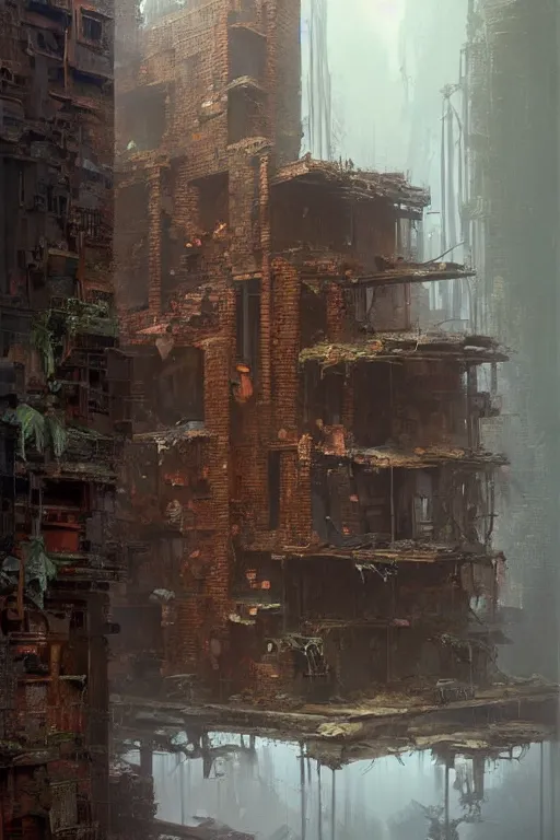 Prompt: (((((a ramshackle manhattan brick brownstone deep in the forest))))) by Eytan Zana!!!!!!!!!!!!!!!!!!!!!!!!!!!