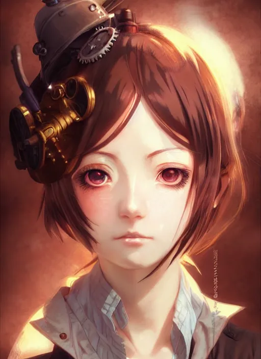 Image similar to portrait Anime Girl steampunk cute-fine-face, pretty face, realistic shaded Perfect face, fine details. Anime. Bioshock steampunk realistic shaded lighting by katsuhiro otomo ghost-in-the-shell, magali villeneuve, artgerm, rutkowski Jeremy Lipkin and Giuseppe Dangelico Pino and Michael Garmash and Rob Rey