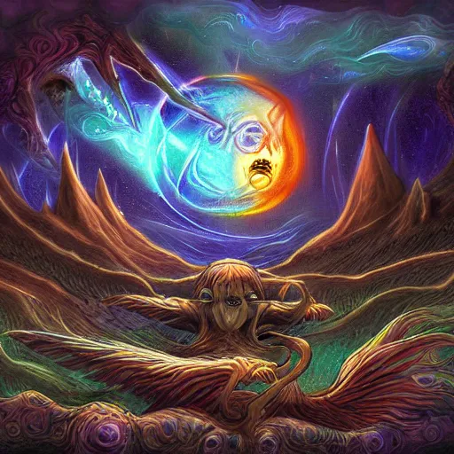 Prompt: lord of the dream world, cosmic horror art, digital art