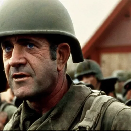 Prompt: Mel Gibson starring in saving private Ryan